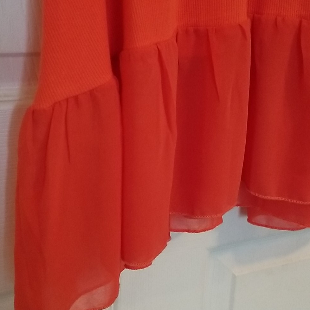Umgee Orange Racerback Ruffled Hem Tank Tunic - Picture 3 of 7
